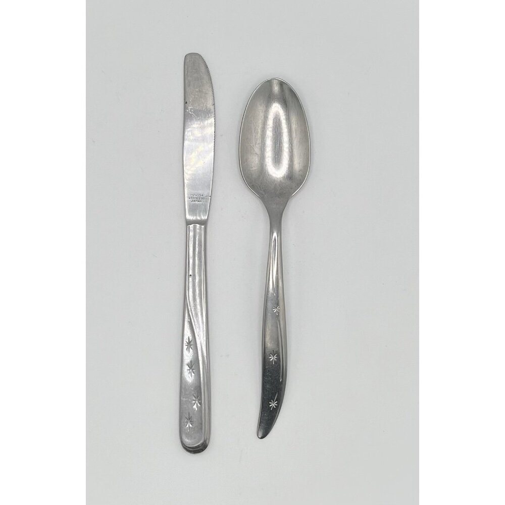 Impassa Japan Atomic Starburst Flatware Dinner Stainless Knife & Serving Spoon